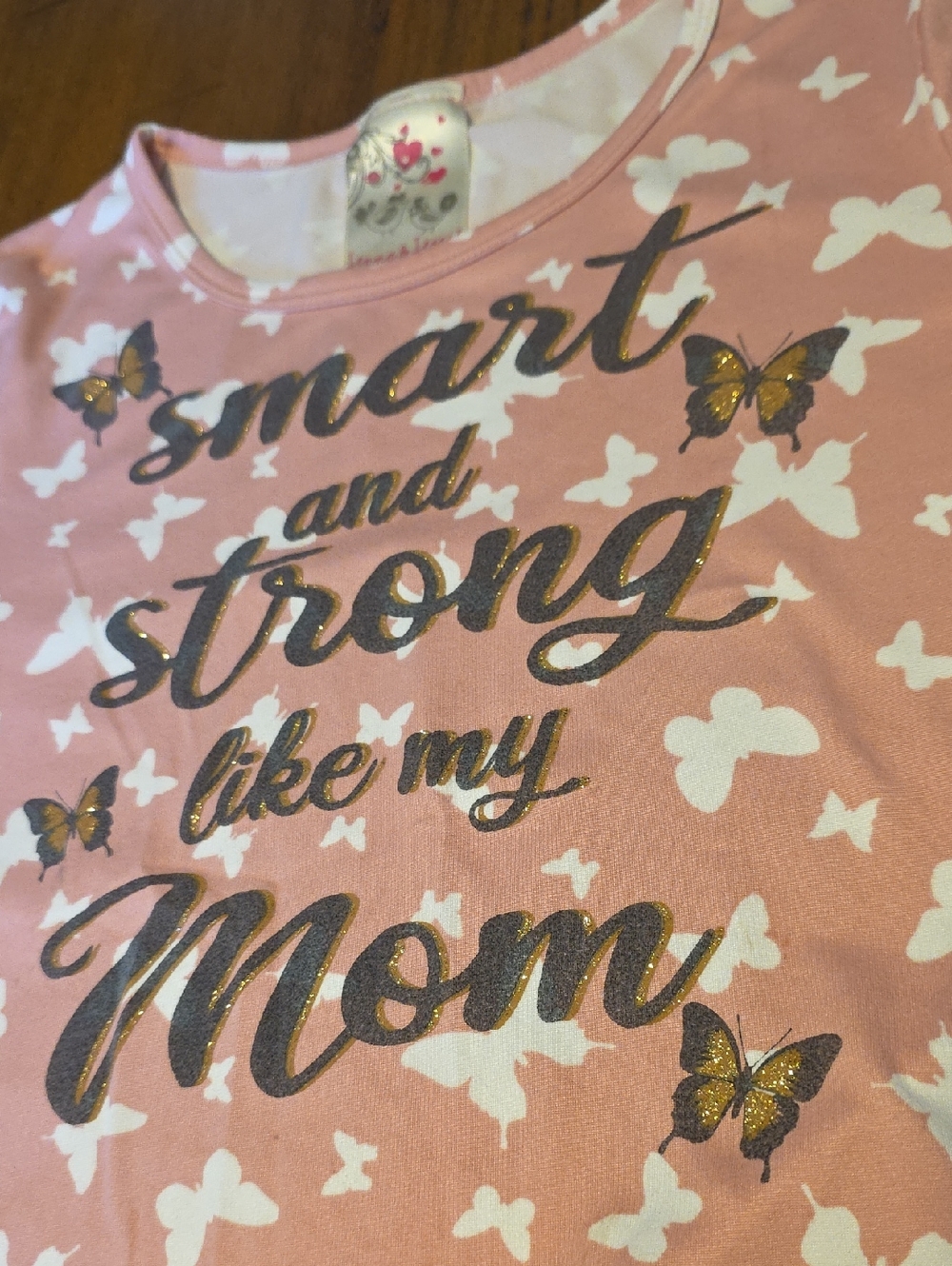 Girls Pink 'Smart and Strong Like My Mom' Tee - Picture 4 of 9